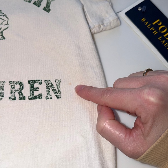 Ralph Lauren White Tee with Green Polo Bear Print - Picture 4 of 6